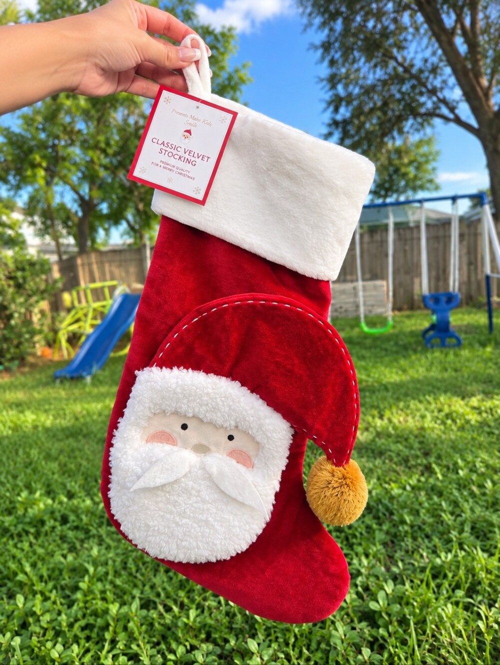 Pottery barn classic velvet Santa face Christmas stocking NWT Brand new